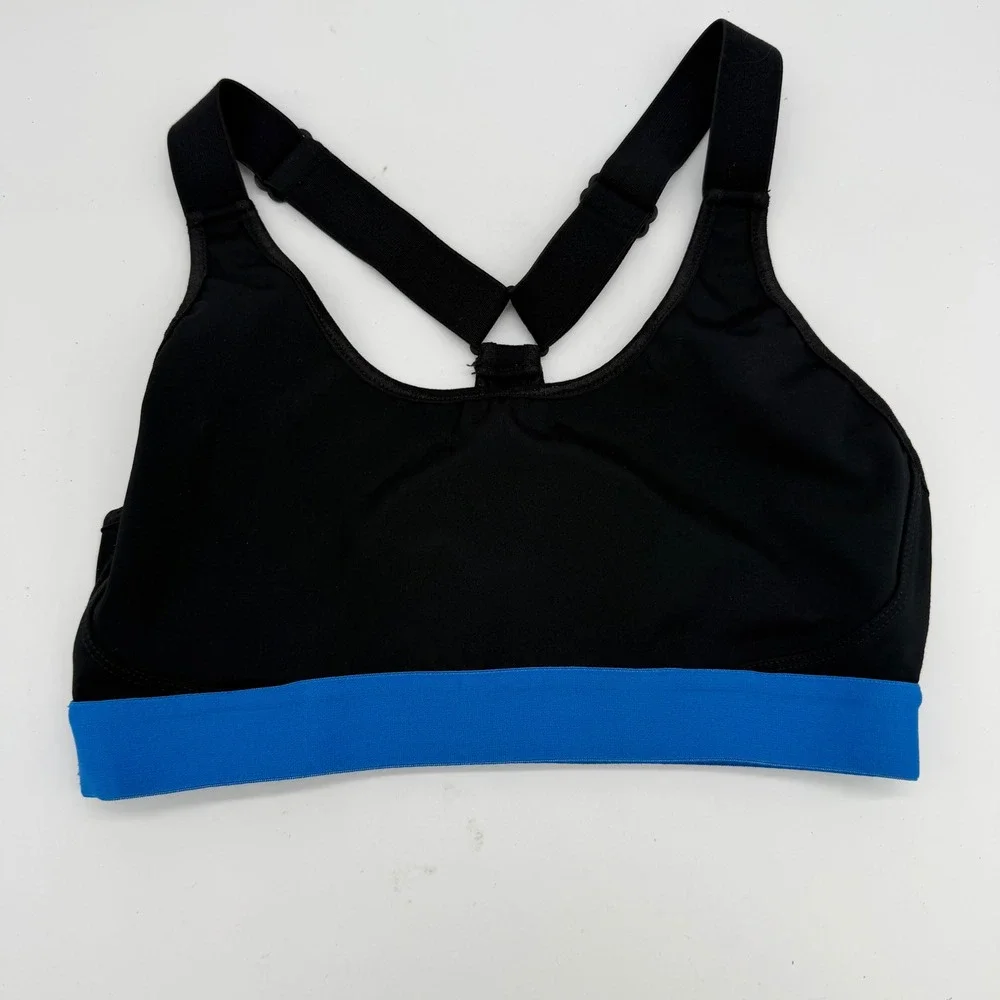 Splits59 Womens Black Blue‎ Adjustable Racerback Sports Bra Size Small